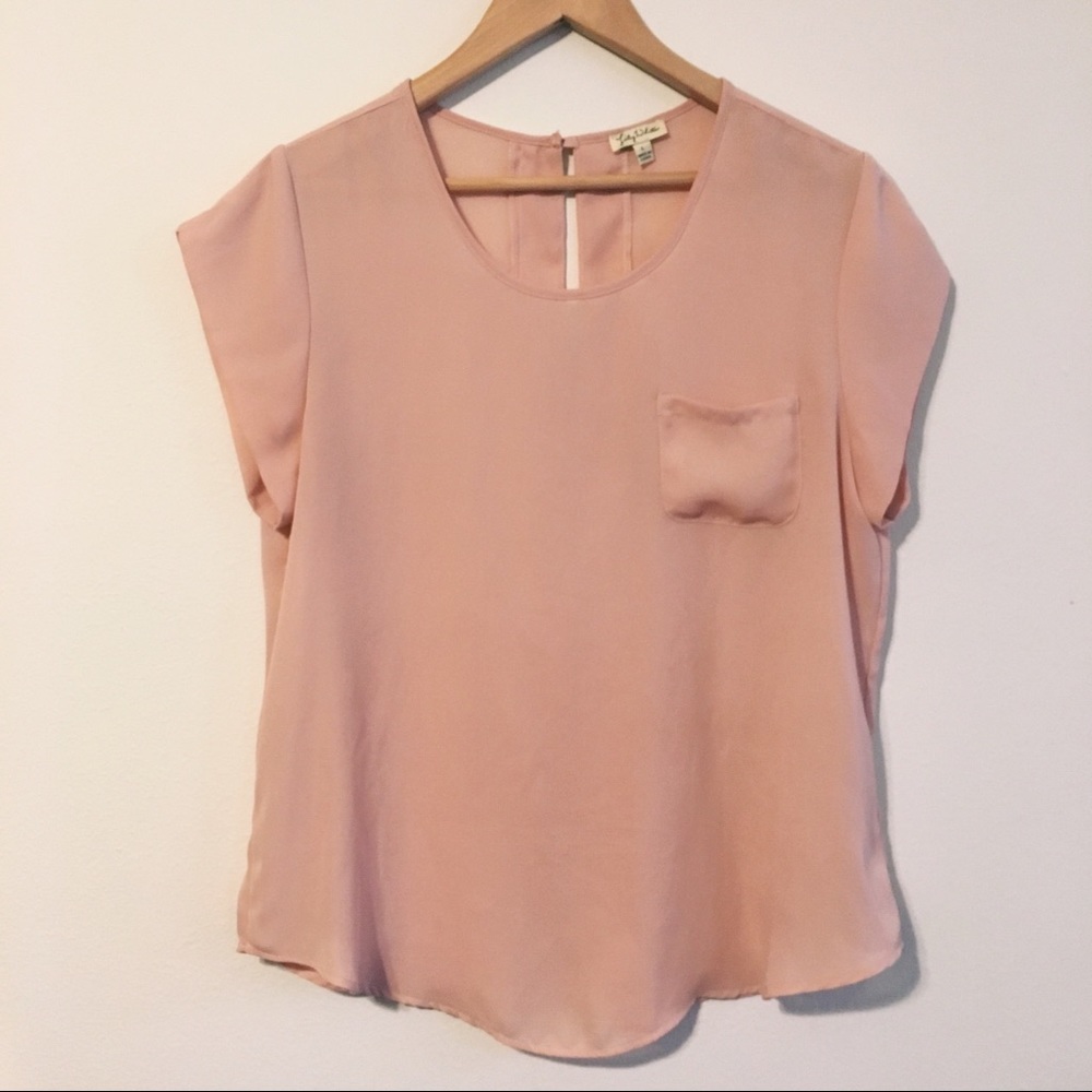 Light Pink Pocket Tee Blouse